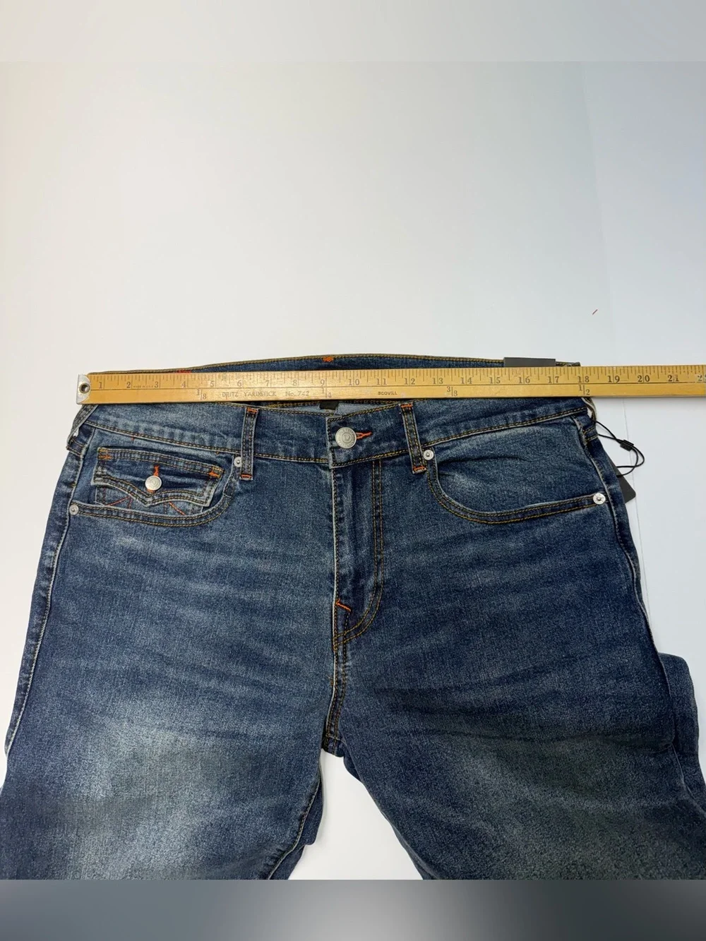 TRUE RELIGION JEANS Ricky SN FLAP RELAXED Straight Fit Men’s Size 34x34 Blue NWT
